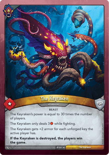 KeyForge Adventure Rise of the Keyraken boss card with detailed monstrous character art