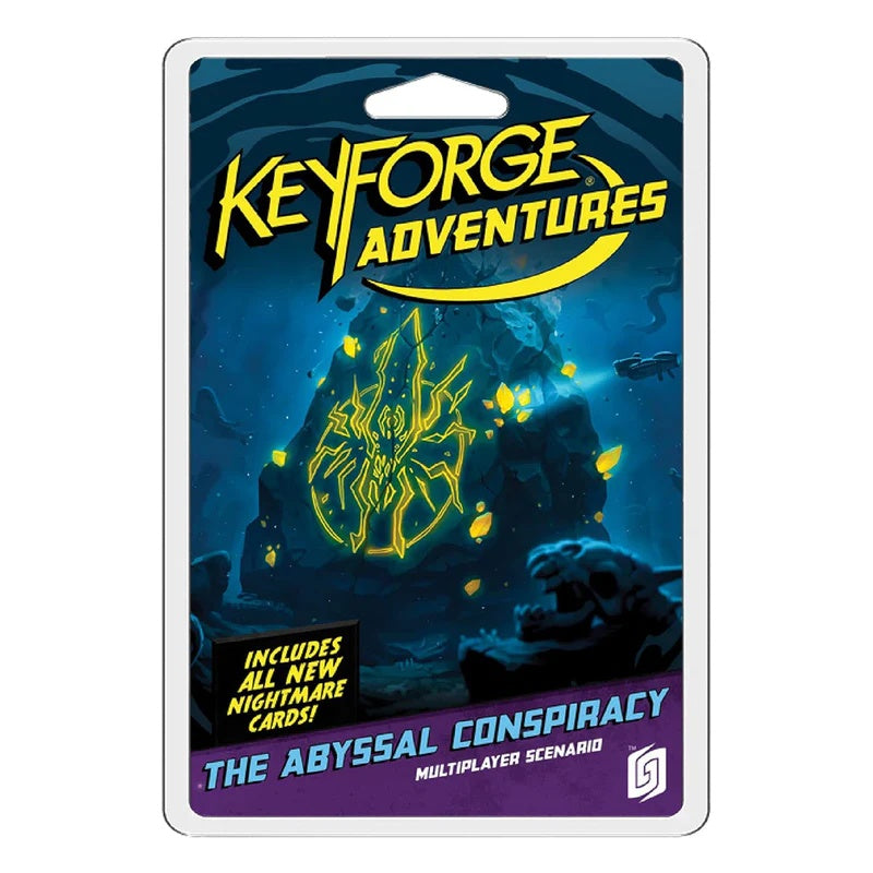 KeyForge Adventure The Abyssal Conspiracy game box with dark fantasy artwork