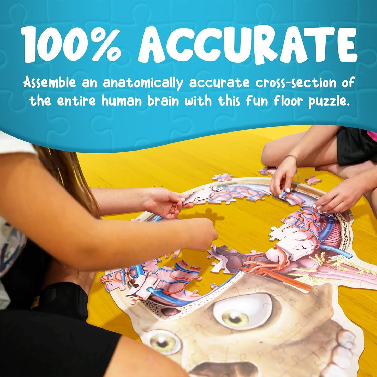 Genius Games Dr. Livingston Jr. Human Brain Floor Puzzle - 100 piece Jigsaw - Good Games