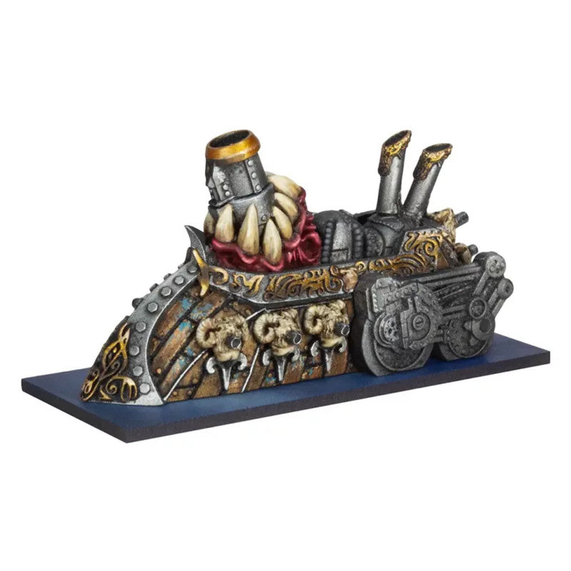 Painted Abyssal Dwarf miniatures on naval bases