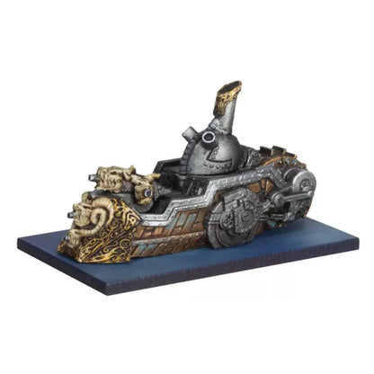 Rear angle of Abyssal Dwarf fleet miniatures in battle formation