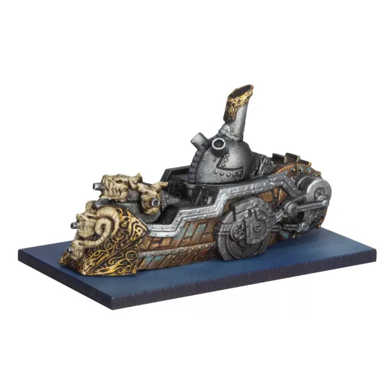 Rear angle of Abyssal Dwarf fleet miniatures in battle formation
