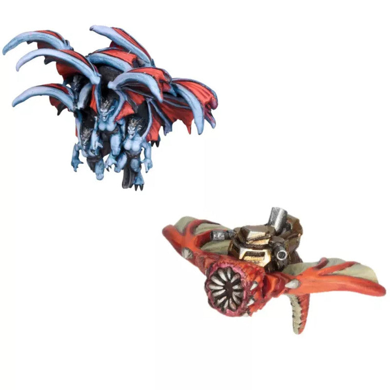 Rear view of Abyssal Dwarf Fliers showing wings and base mounts