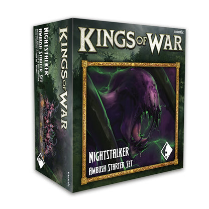 Kings of War Nightstalker Ambush Starter Set box featuring a terrifying purple, fanged monster