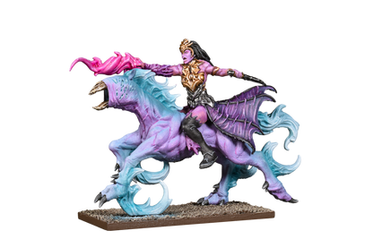 Twilight Kin Mounted Sorceress miniature from Kings of War in dynamic pose
