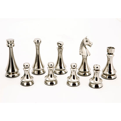 Dal Rossi Italy Chess Pieces Metal Dark Titanium and Silver 85mm Chessmen - Good Games