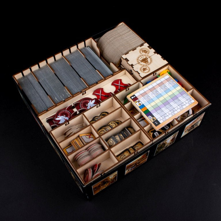 Laserox Inserts for 7 Wonders with open box and neatly placed cards