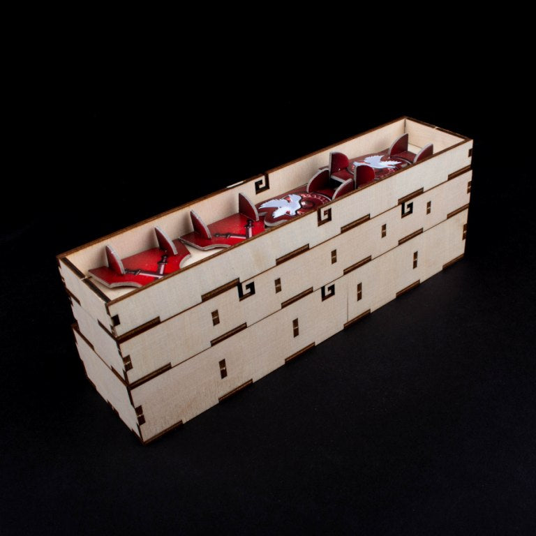 Laserox Inserts for 7 Wonders showing side view of insert inside game box