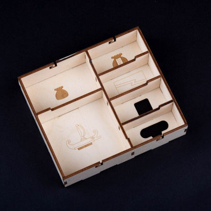 Laserox Inserts for 7 Wonders highlighting card compartments and tokens