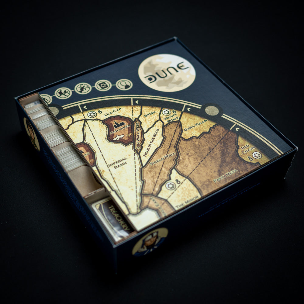 Laserox insert side angle showing storage space for Dune items