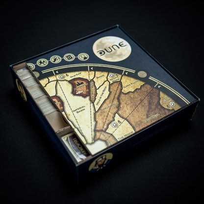 Laserox insert side angle showing storage space for Dune items