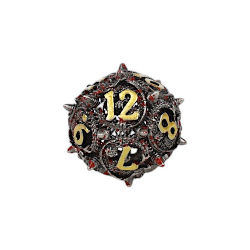 One Die of Let&#39;s Play Games Elliptic Hollow RPG Dice Set, Bloodied Metal