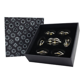 LPG Dice RPG Set Hollow Melon - Chrome and Gold - Good Games