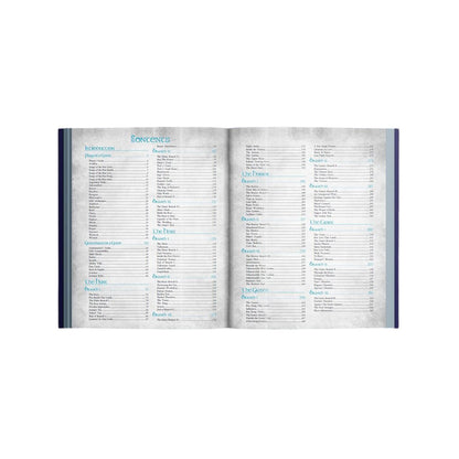 Table of contents of an open fantasy game rulebook, listing chapters like 'Player's Guide' & 'The Horror'