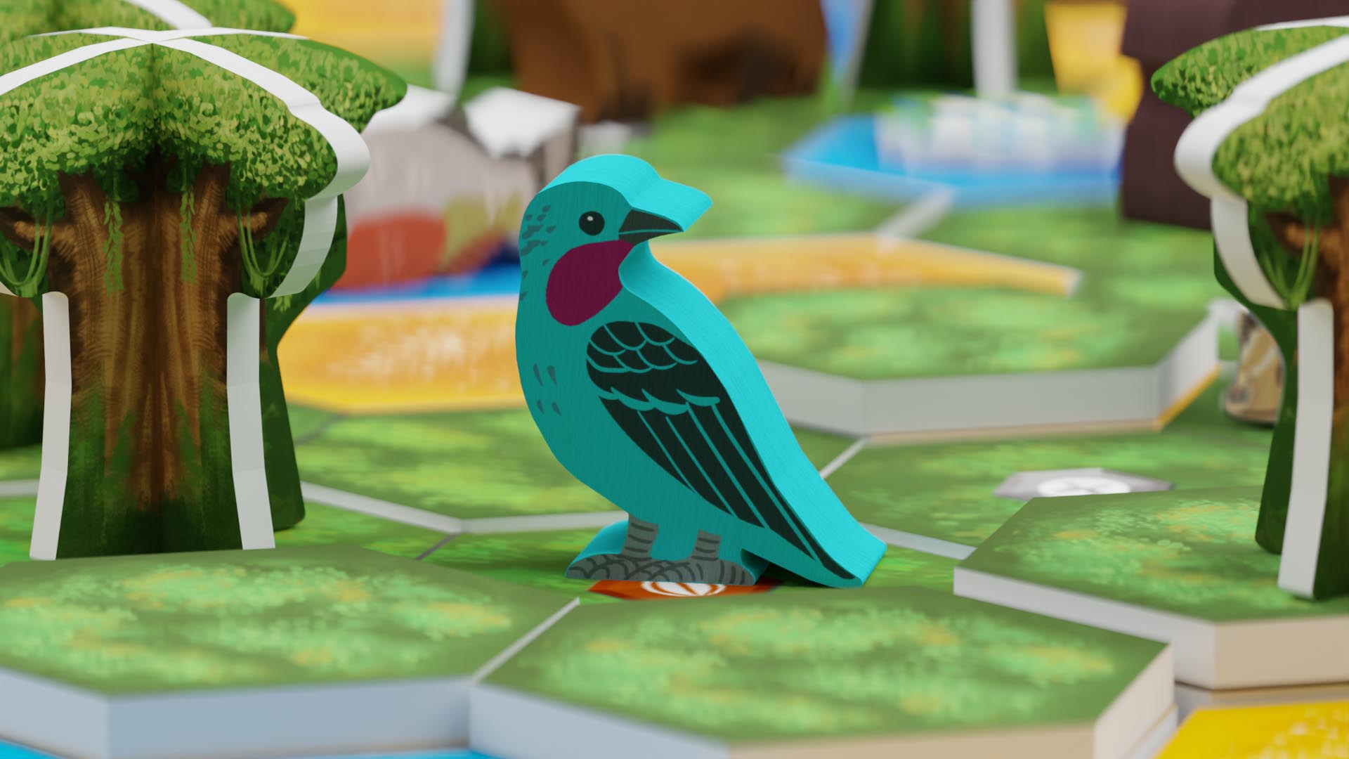 Bad Comet Life of the Amazonia meeple set for board game, teal bird