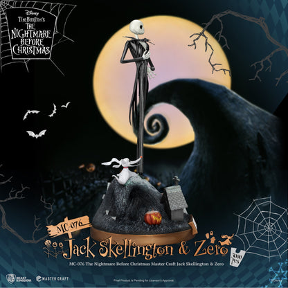 The Nightmare Before Christmas Master Craft Jack Skellington Zero figure with full moon background