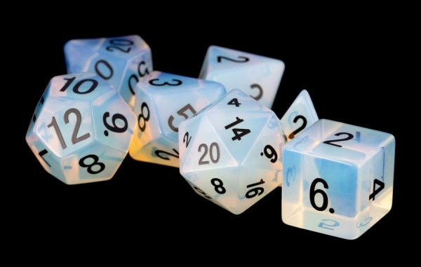 Metallic Dice Games - Gemstone Polyhedral Dice Set 16mm - Opalite - Good Games