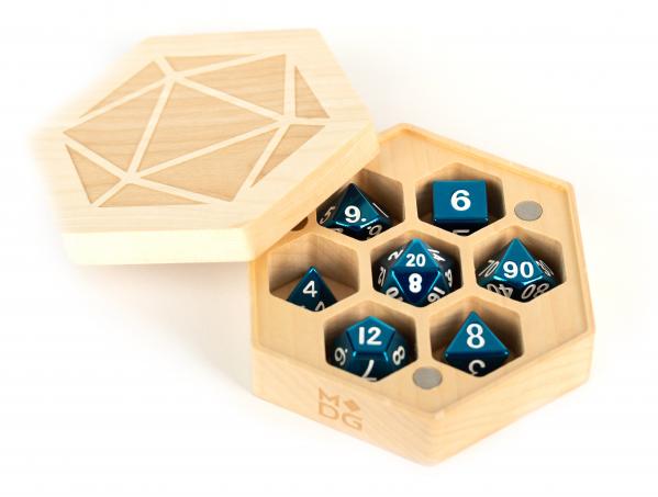 Metallic Dice Games - Premium Wood Hexagon Dice Case - Maple - Good Games