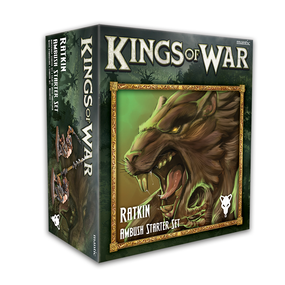 Kings of War Ratkin Ambush Starter Set box, featuring a snarling rat creature on the cover
