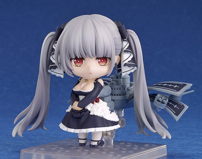 Side pose showing flowing silver hair and frilly dress details
