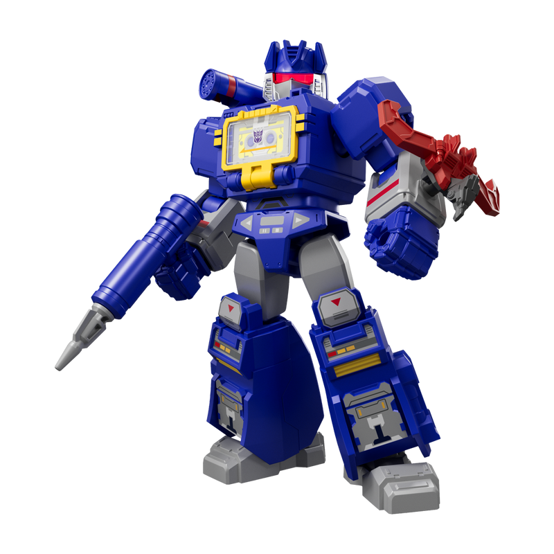 Transformers G1 Soundwave action figure in blue with yellow and red details