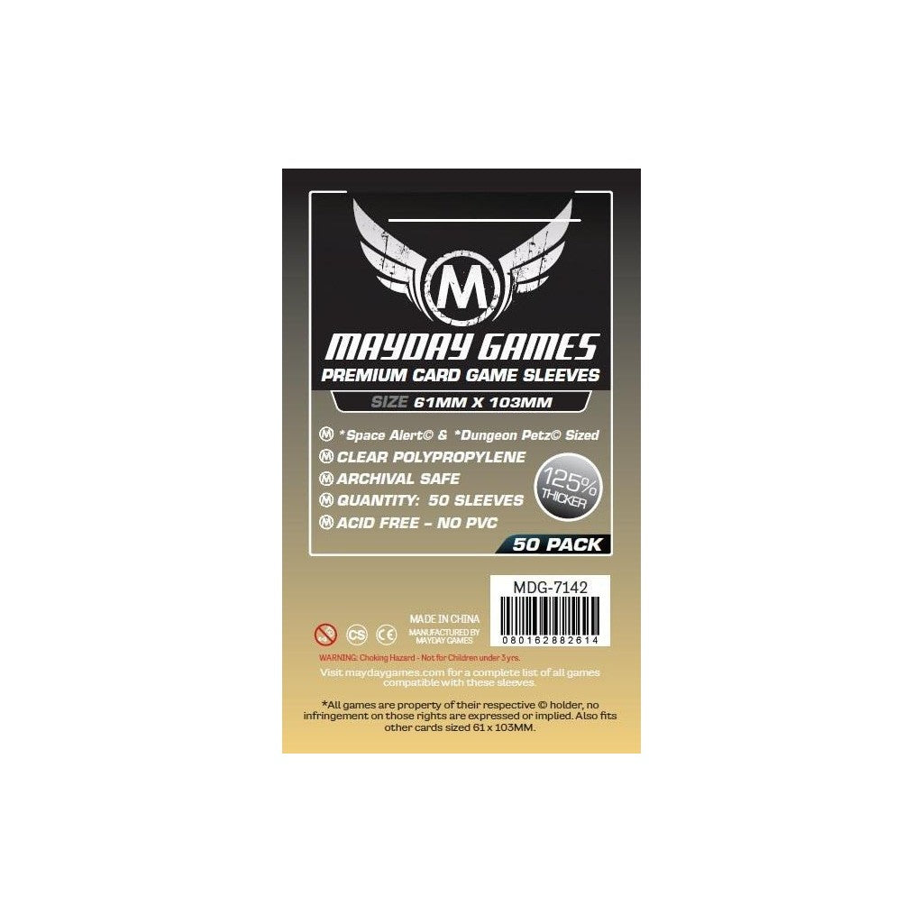 Mayday Games Premium Card Game Sleeves, 61x103MM, 50-pack, clear, 125% thicker