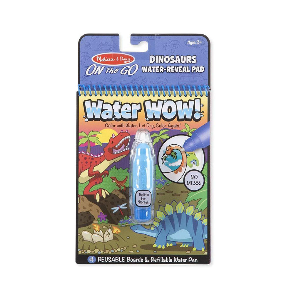 Melissa & Doug Water WOW! Dinosaurs water-reveal coloring pad packaging with refillable water pen