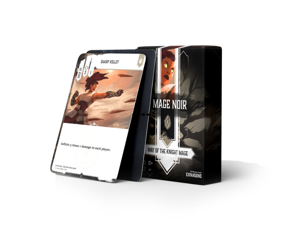 3D render of Mage Noir expansion box with elemental visuals