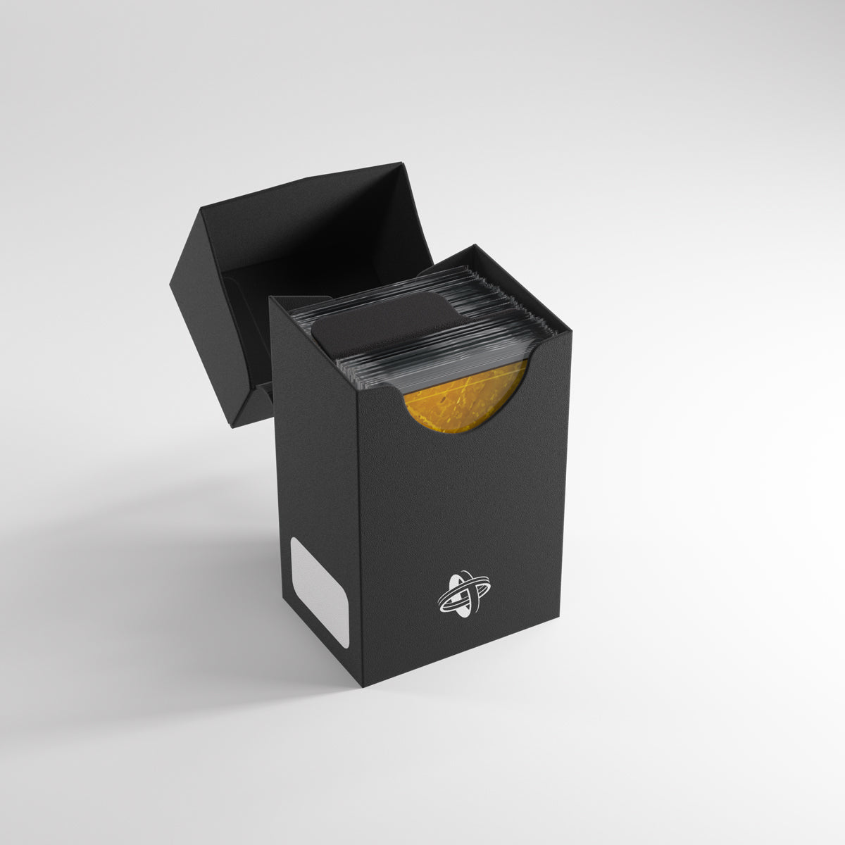 Angled side view of Black Card Holder partially open