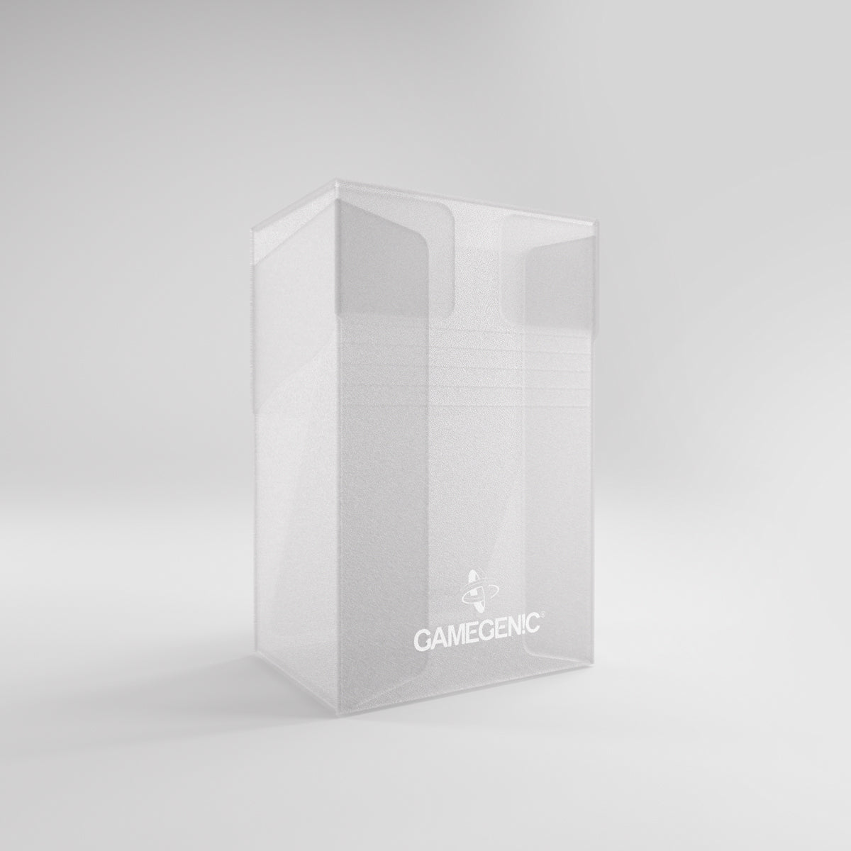 Clear Mini American 60+ Card Holder angled view with lid on