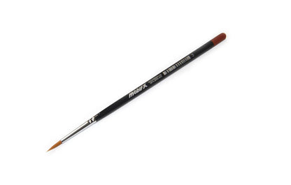Modifix size 3 paint brush with black handle, silver ferrule, and fine brown bristles