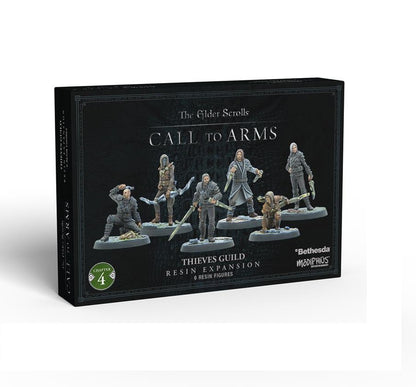 A box for The Elder Scrolls: Call to Arms Thieves Guild expansion with 6 detailed fantasy resin figures.