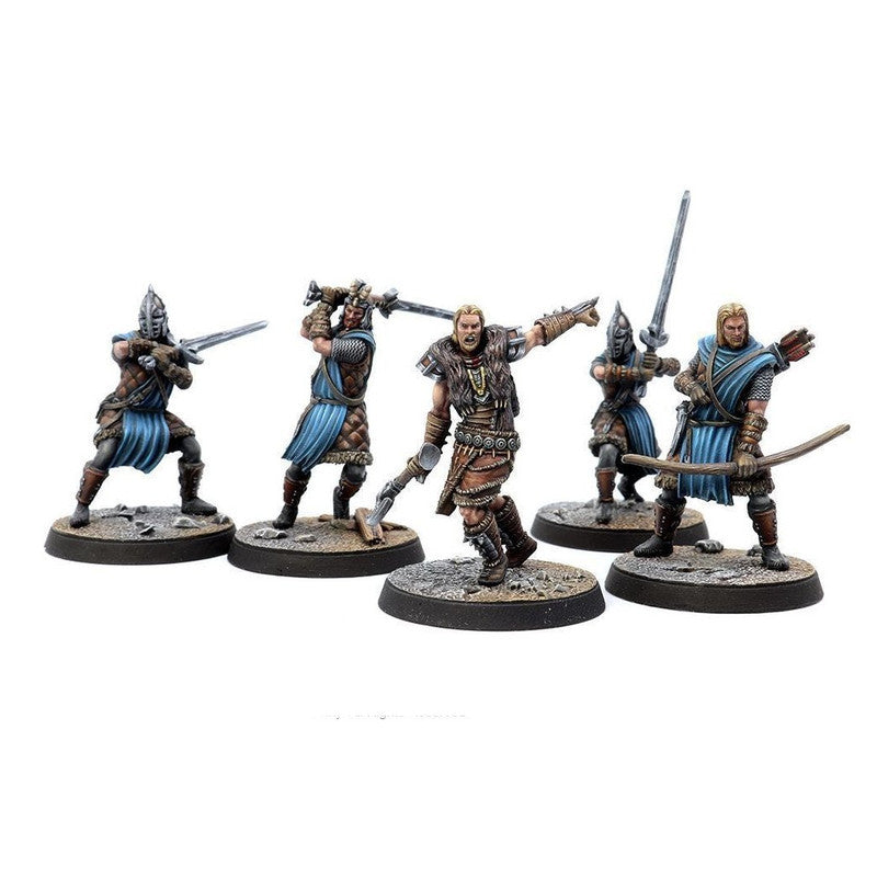 The miniatures featuring Nordic warriors in battle-ready poses with weapons and shields