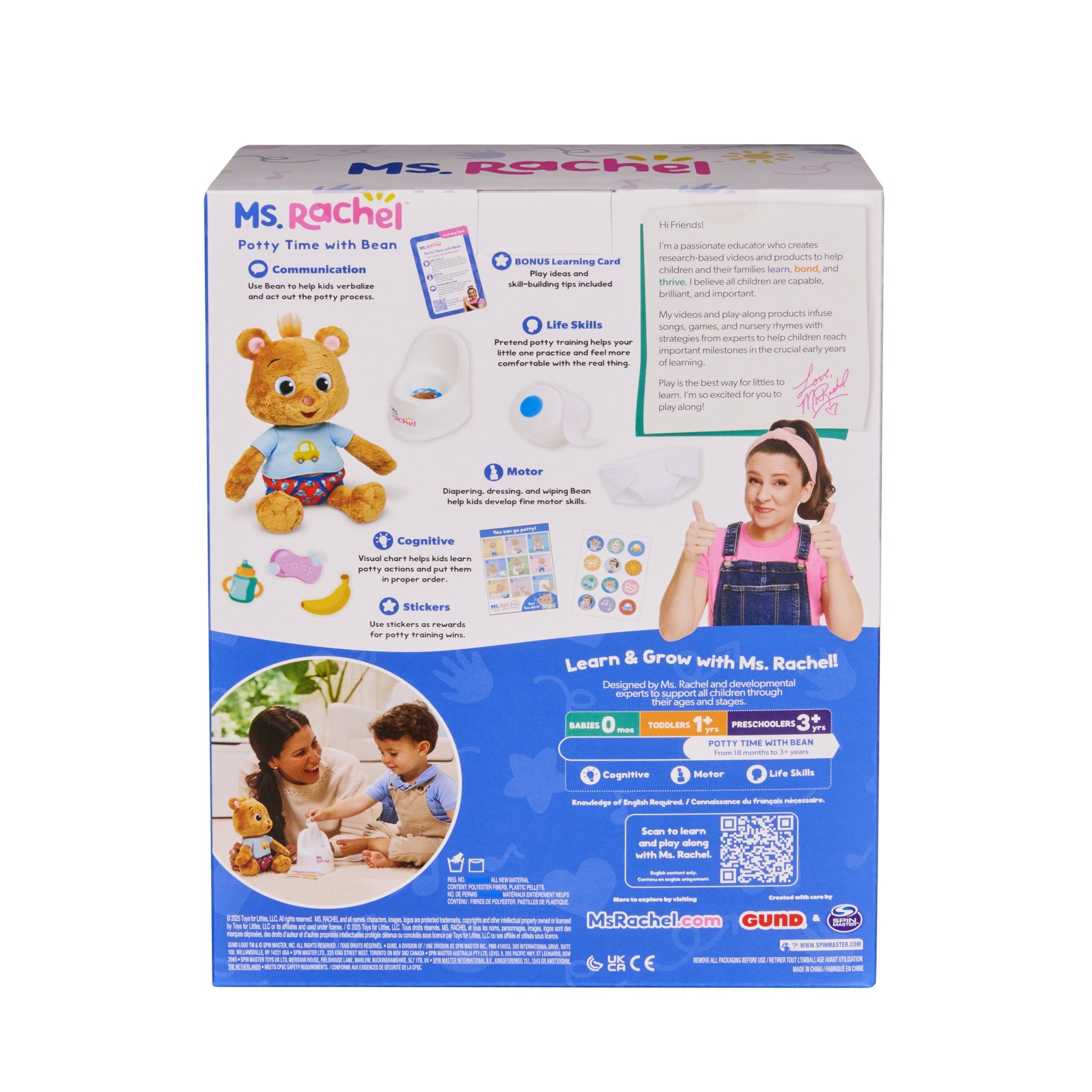 Ms Rachel Bean Potty Playset packaging box back view