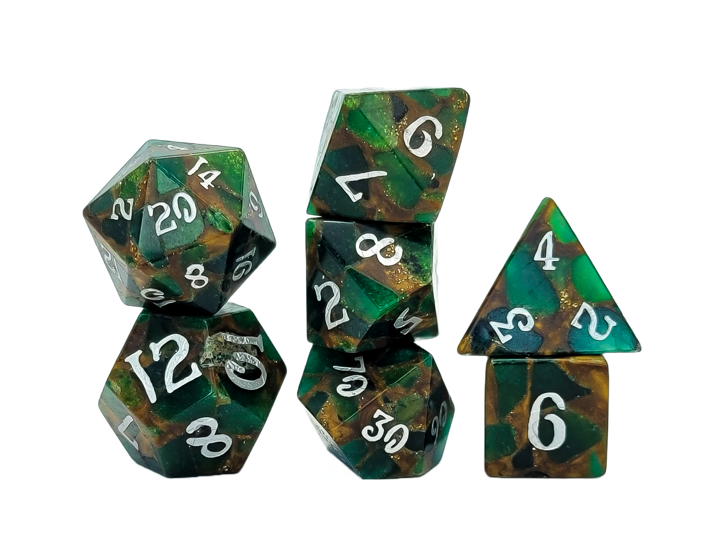 Level Up Dice - Gold Foil Green Mosaic - Good Games