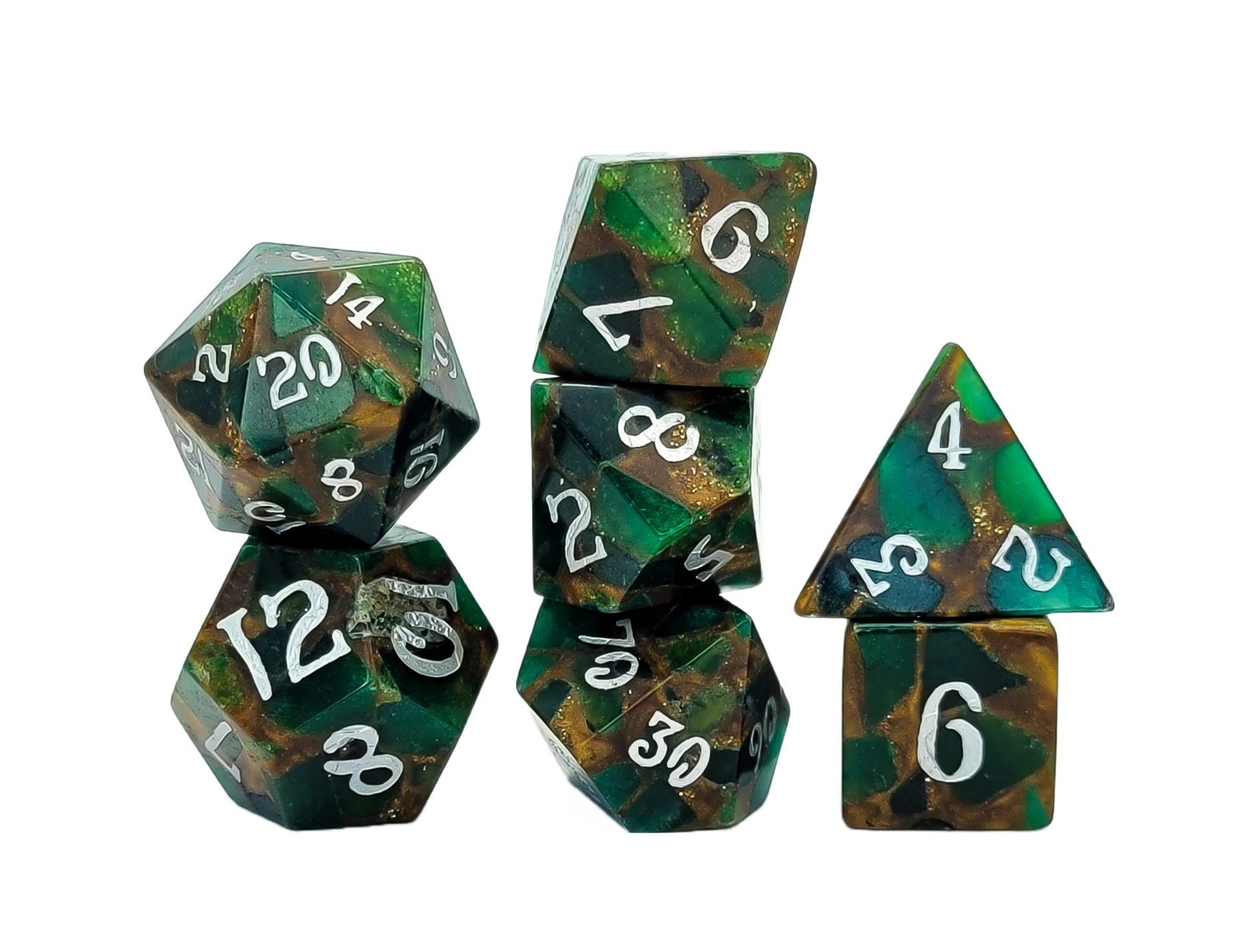 Level Up Dice - Gold Foil Green Mosaic - Good Games