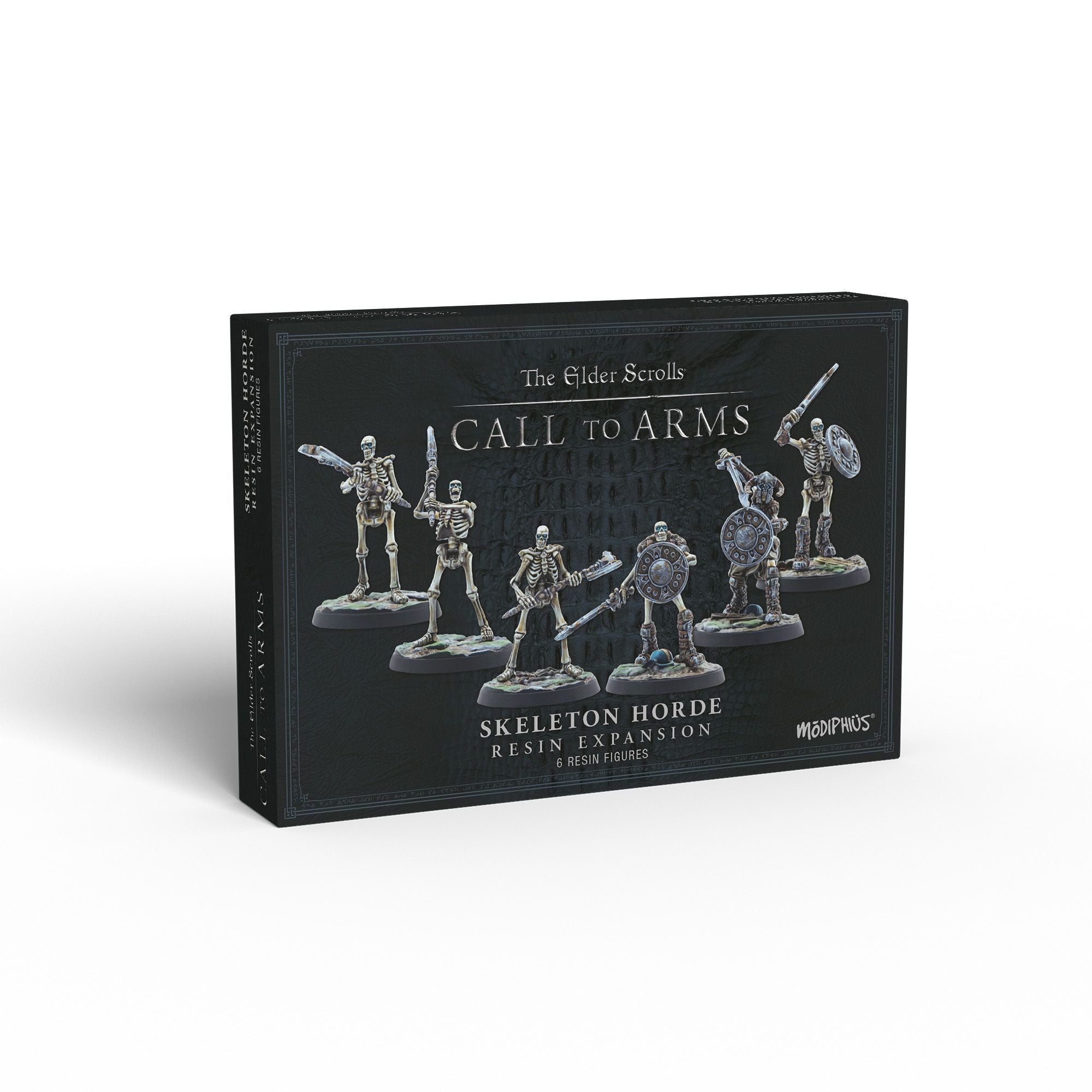 Box for The Elder Scrolls: Call to Arms Skeleton Horde expansion, featuring five armed skeleton figures