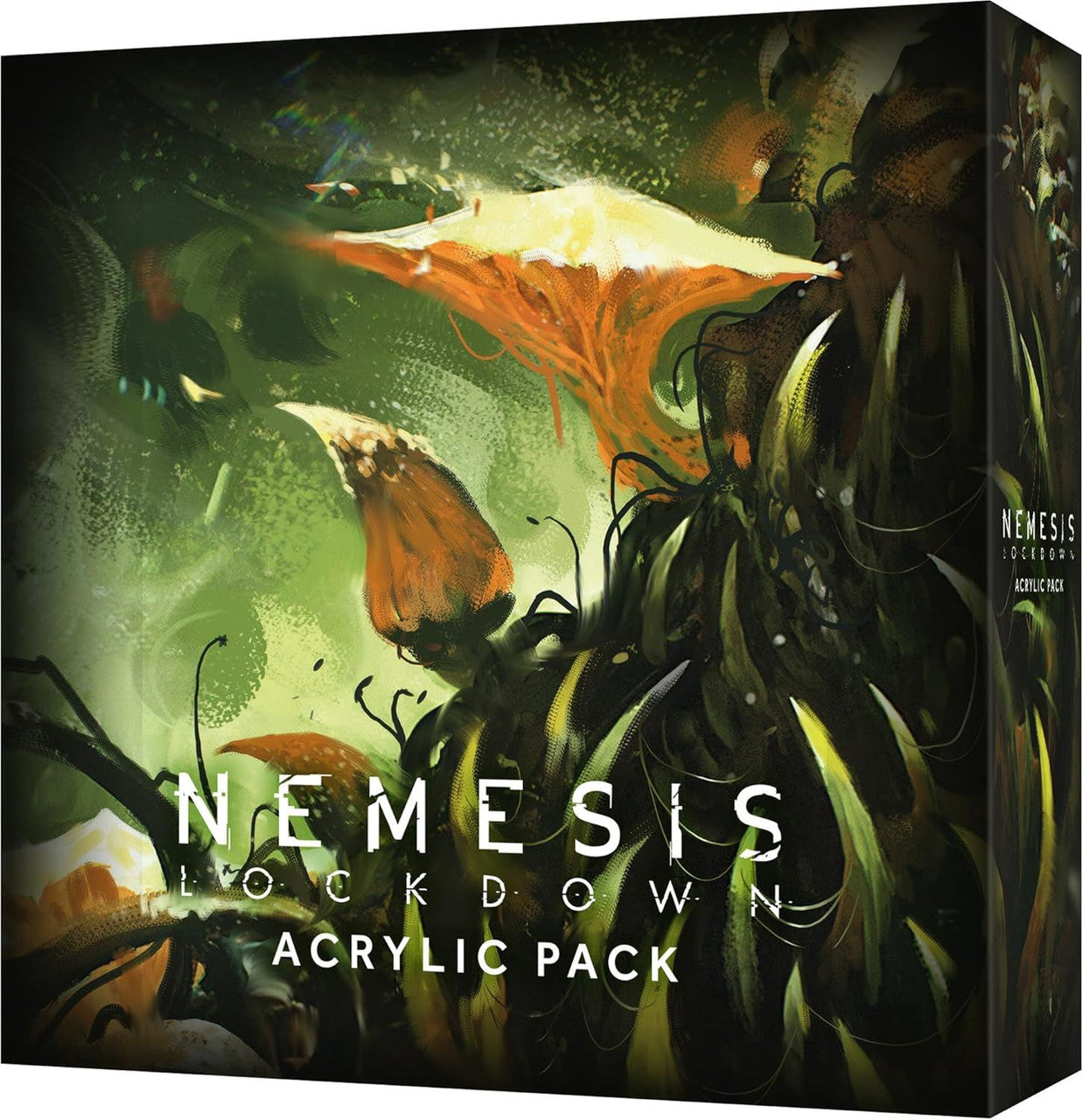 Nemesis Lockdown Acrylic Pack box featuring dark alien flora with glowing orange fungi