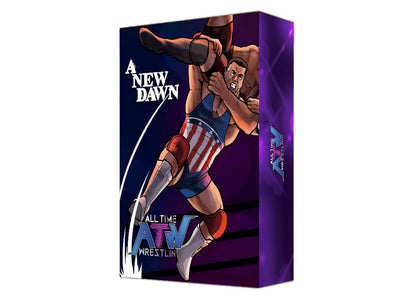 Comic style box art for "All Time Wrestling: A New Dawn" featuring two wrestlers performing a vertical slam