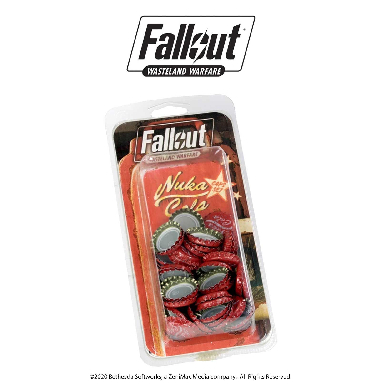 Fallout: Wasteland Warfare Nuka-Cola bottle cap set in clear blister packaging