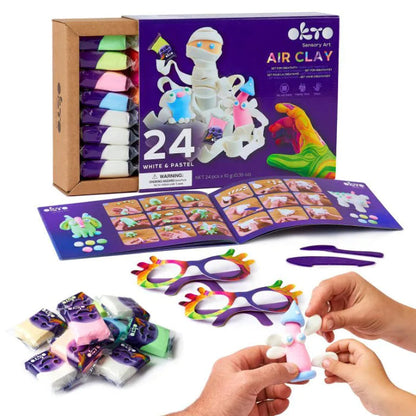Sensory Art: 24 Colors Air Clay Creativity Set - White and Pastel - Good Games