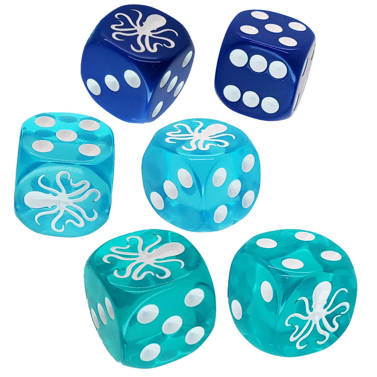 Dice with engraved tentacle design