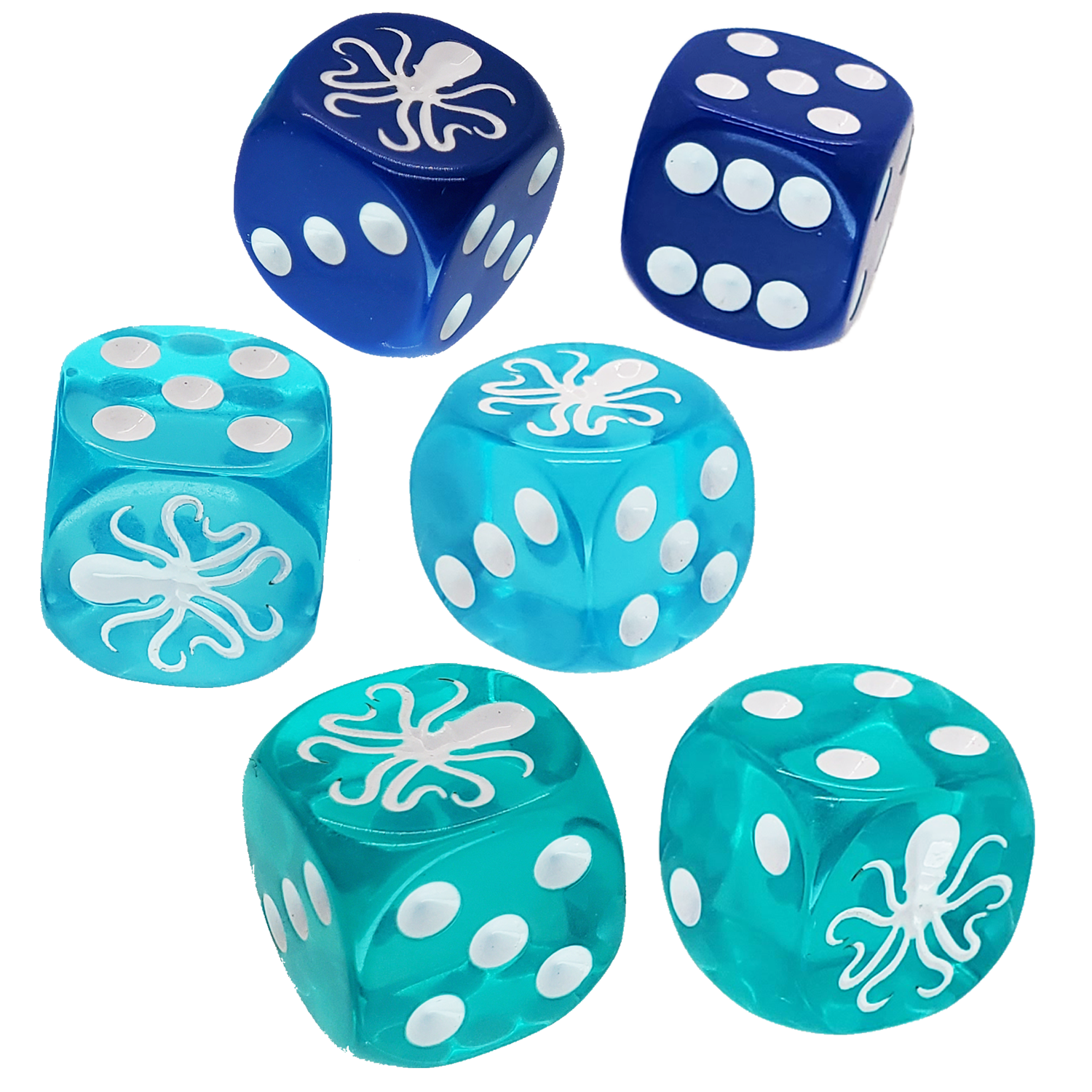 Dice with engraved tentacle design