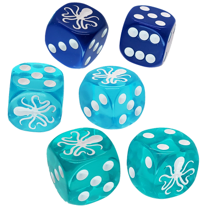 Dice with engraved tentacle design