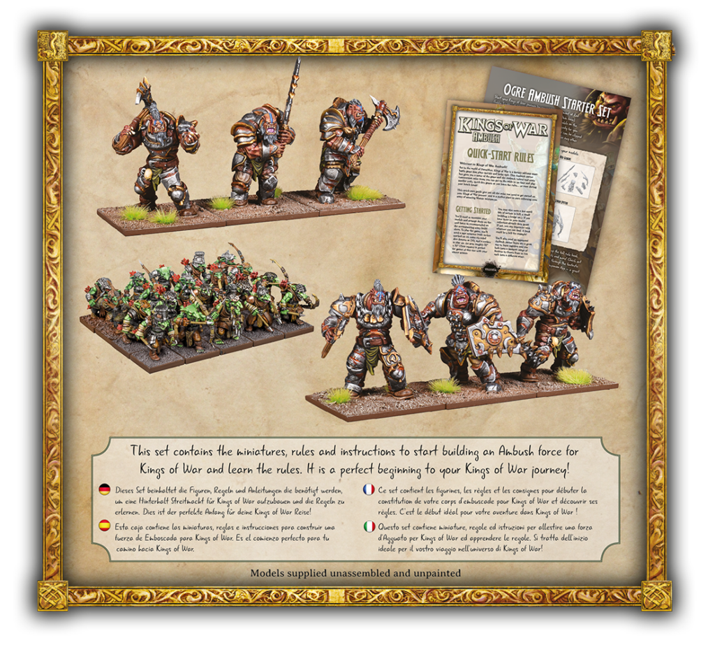 Kings of War Ogre Ambush Starter Set: Six painted Ogres, a unit of green infantry, and quick-start rules