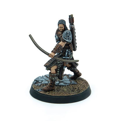Miniature of a bearded male archer in fur-trimmed leather armor, holding a bow and quiver