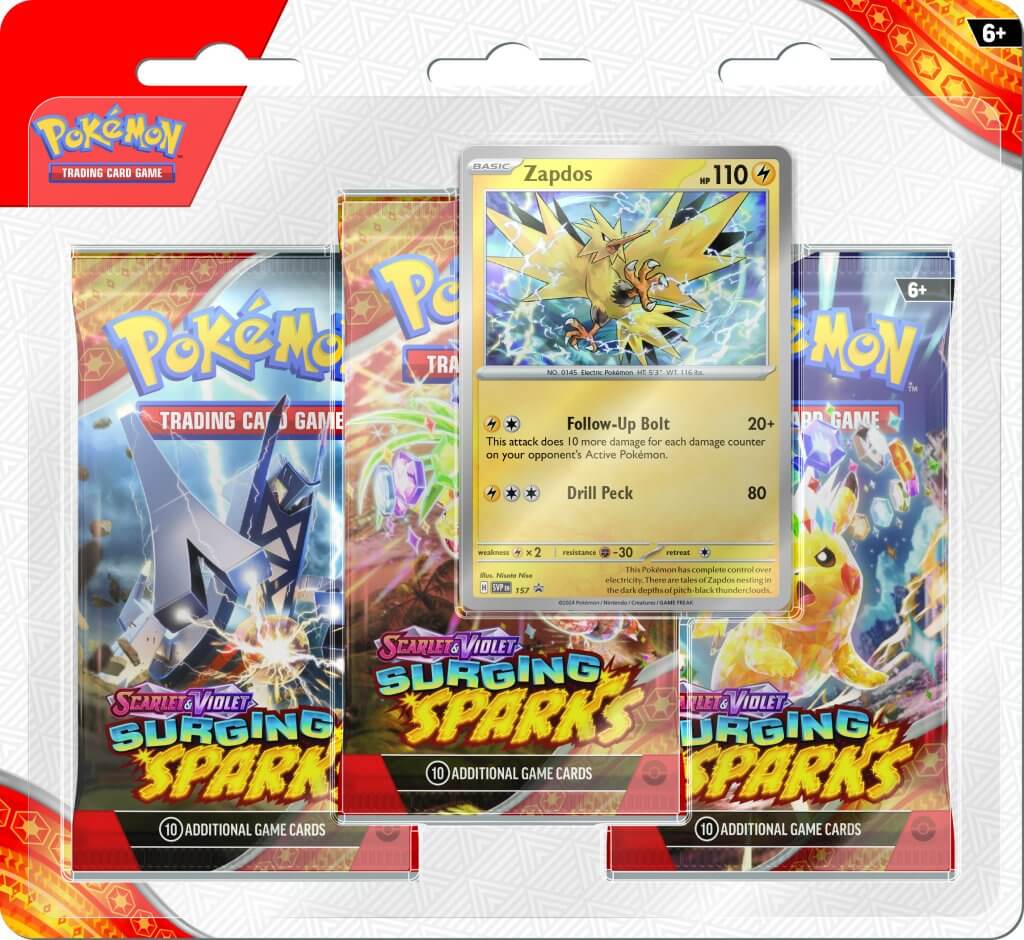 Pokemon TCG - Scarlet &amp; Violet Surging Sparks Three Booster Blister