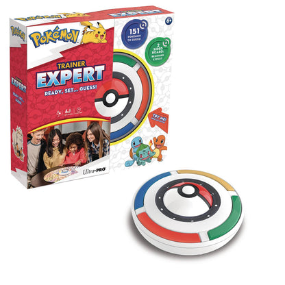 Pokemon Trainer Expert guessing game box and the circular, colored Poke Ball electronic unit