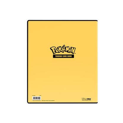 Yellow binder with black Pokémon Trading Card Game logo and Ultra PRO branding