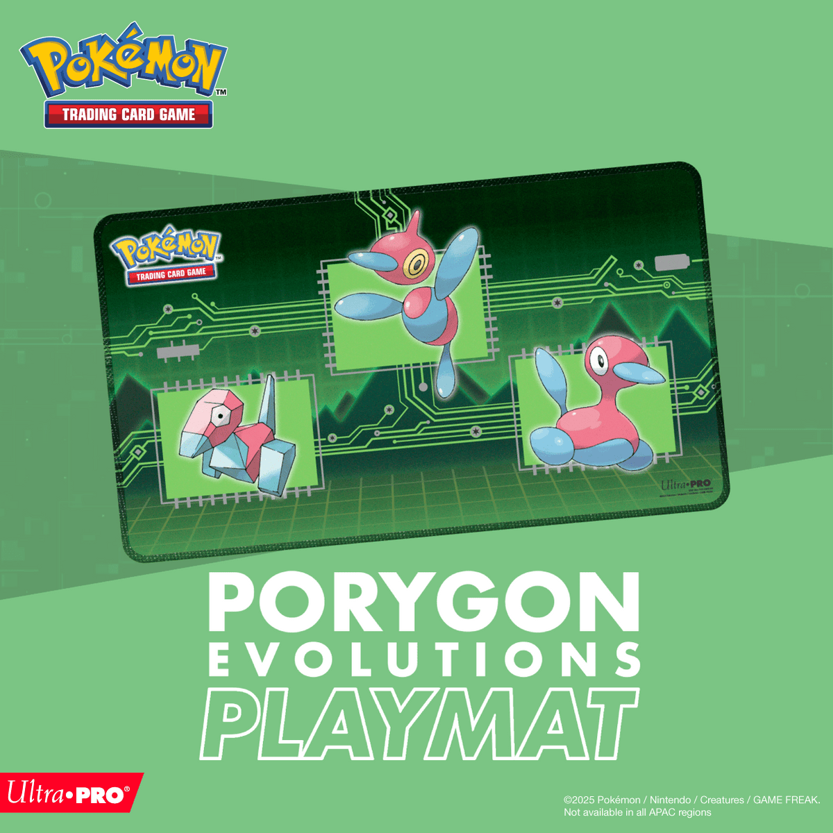 Pokemon Porygon Evolutions stitched playmat promotional image